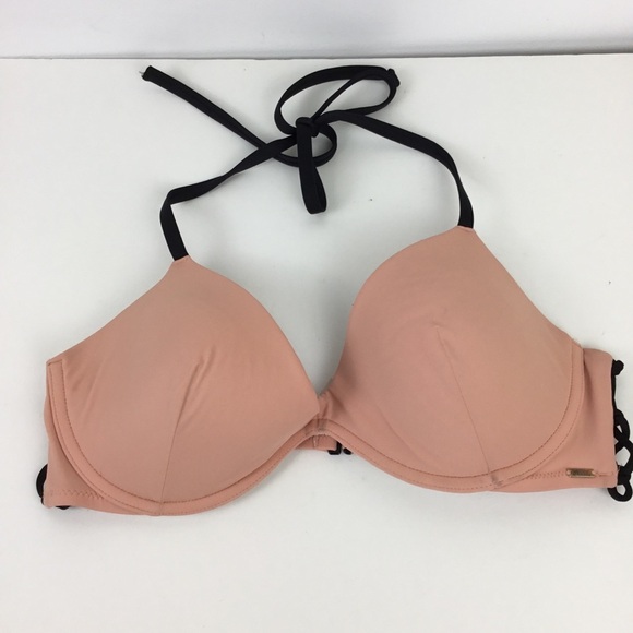 PINK Victoria’s Secret’s Scoop Push Up Underwire Bikini Top Lace up Sides L - Picture 1 of 7